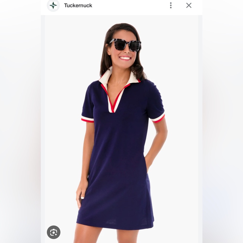 Tuckernuck Navy Polo Dress with Red and White Trim